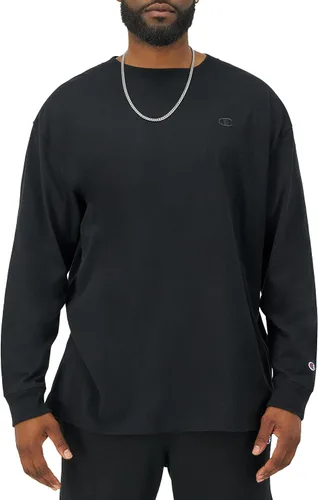 Vista 3 de Champion Men's Classic Long Sleeve T-Shirt, Standard Fit, Script & C Logo, Available in Regular and Big & Tall Negro