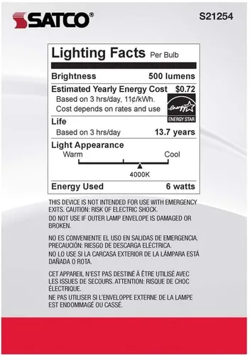 Vista 6 de Satco 6Pk 6w G40 Globo Filamento LED 4000K Base Mediana Regulable - 60W Equiv