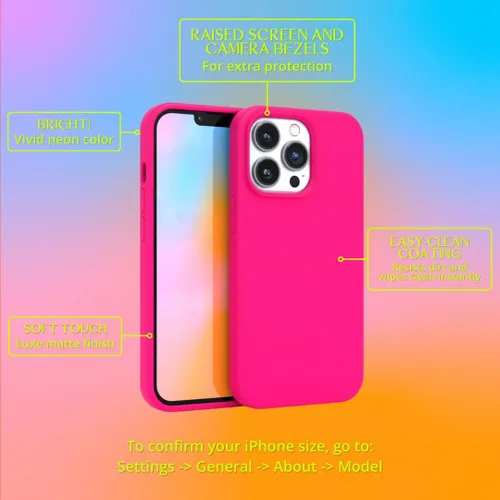 Vista 3 de FELONY CASE Funda rosa neón para iPhone 12 Pro Max - Silicona líquida con forro de microfibra antiarañazos, funda protectora a prueba de golpes