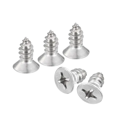Vista 15 de uxcell Tornillos de chapa de cabeza plana #4x1, 50 tornillos de madera Phillips Drive Tornillos de acero inoxidable 304 Autoperforantes
