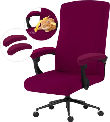 Vista 126 de Fundas elásticas resistentes al agua para sillas de computadora - Protectores lavables para respaldo giratorio y asiento para mascotas - Negro