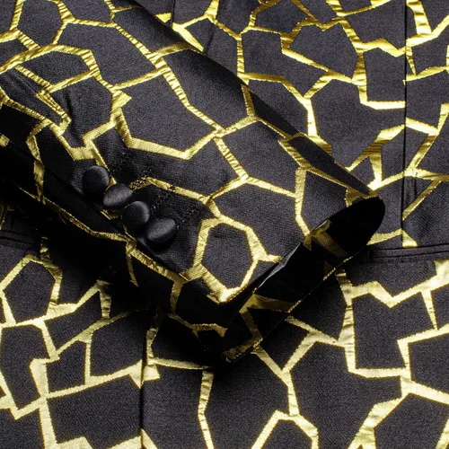 Vista 5 de Hi-Tie Chaqueta de traje para hombre, chaqueta de un botón, chal, solapa de manga larga, abrigo de vestir de diseñador para baile de graduación