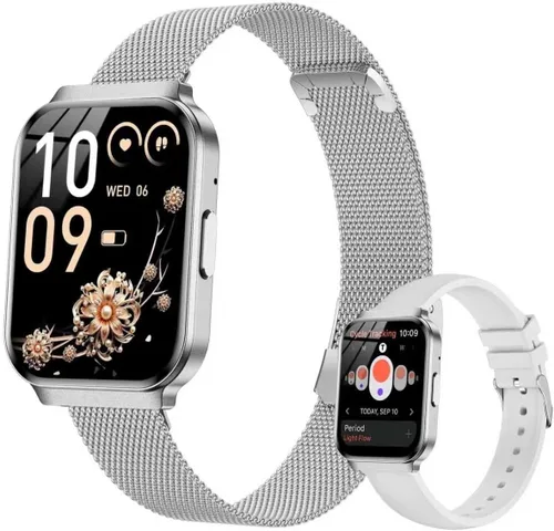 Vista 8 de Welfit - Reloj inteligente para mujer, presión arterial de 1.75 pulgadas, llamada/mensaje, seguimiento del ciclo femenino, frecuencia cardíaca
