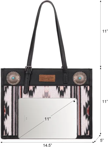 Vista 5 de Montana West Wrangler Aztec - Bolso de hombro de lona con asa superior para mujer