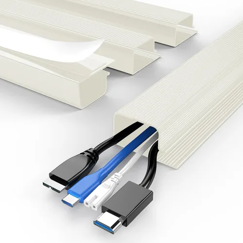 Vista 15 de Delamu Paquete de 2 organizadores de cables debajo del escritorio, organización de cables ordenada segura debajo de los escritorios para oficina