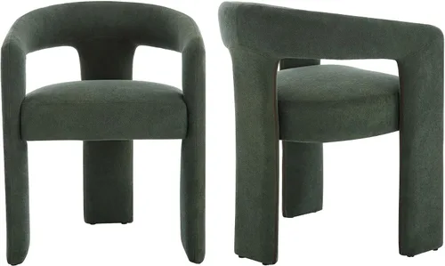 Vista 10 de Modern Boucle - Juego de 2 sillas de comedor tapizadas con diseño de barril con brazo, cómodas sillas laterales para cocina, comedor, recepción