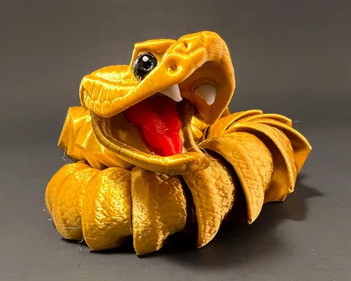 Vista 7 de Serpiente de cascabel articulada impresa en 3D sonajero serpiente sensorial con cola de traqueteo (pequeño, bronce)