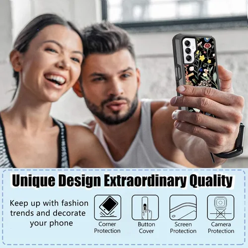 Vista 4 de Funda compatible con Samsung Galaxy A14 5G con protector de pantalla [resistente a prueba de golpes] bonita funda protectora floral para Samsung