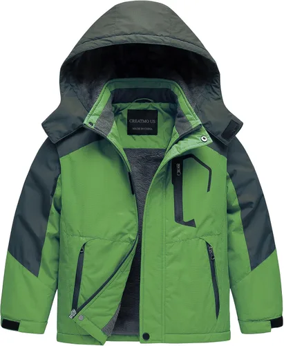 Vista 16 de CREATMO US Chaqueta de esquí impermeable para niño, abrigo de nieve cálido para invierno, resistente al viento, chaqueta de lluvia para snowboard