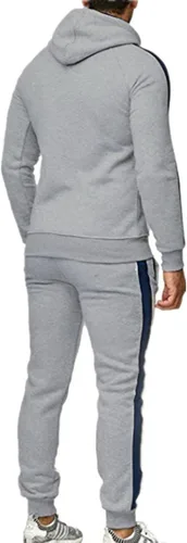 Vista 5 de Muscularfit Conjunto deportivo para hombre, para otoño, a la moda, para correr, deportivo, informal, sudadera con capucha y pantalones deportivos