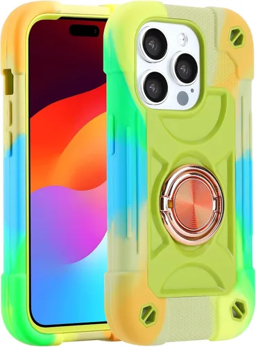 Vista 80 de MARKILL Funda compatible con iPhone 14 Pro de 6.1 pulgadas con soporte de anillo integrado, protección contra caídas de grado militar, carcasa Palta
