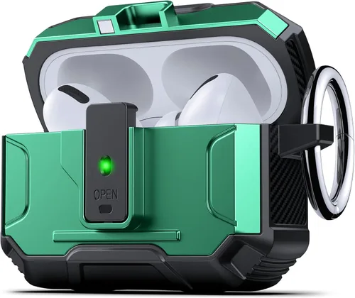 Vista 39 de DASFOND - Funda de armadura para AirPods de 2ª y 1ª generación, carcasa de cuerpo completo de grado militar a prueba de golpes, soporte de carga