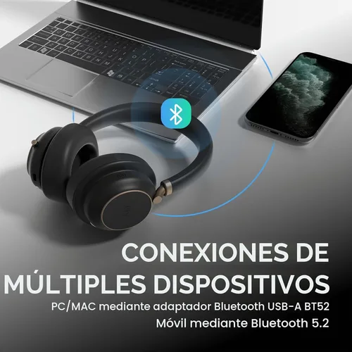 Vista 7 de Yealink BH76 Plus Auriculares Bluetooth, Auriculares Inalámbricos con Micrófono para PC, Cancelación Activa de Ruido, Brazo de Micrófono Oculto