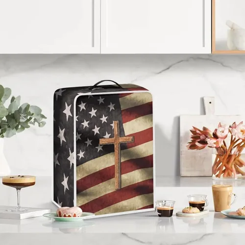 Vista 4 de Cubiertas antipolvo para máquina de café cruzado con bandera estadounidense, para mezclador, máquina de jugo, mantiene la cocina y la oficina