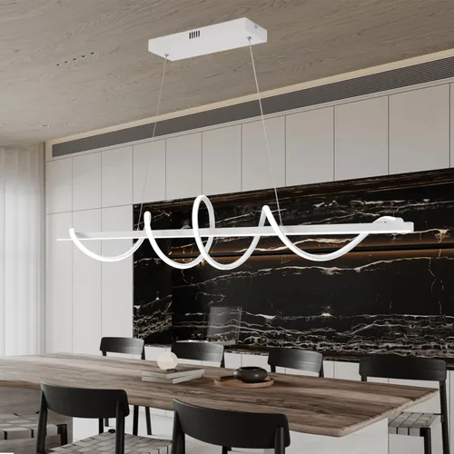 Vista 18 de Lámpara LED de 47.24 pulgadas regulable moderna lámpara colgante 3000K-6500K brillo de color ajustable con control remoto Blanco