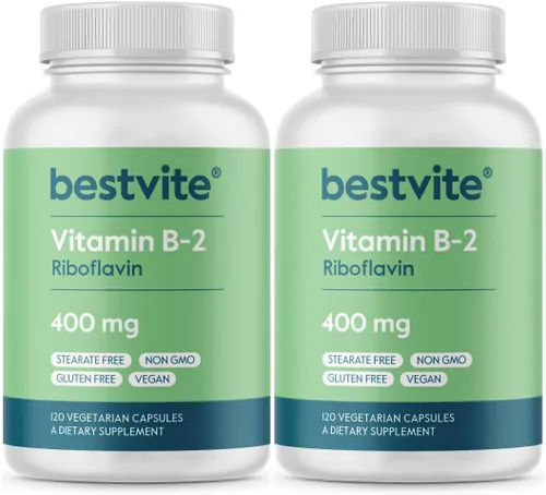 Vista 8 de BESTVITE Vitamina B-2 (riboflavina) 400 mg (120 cápsulas vegetarianas) - Alta potencia - Energía, piel y salud celular - Apoyo saludable del sistema