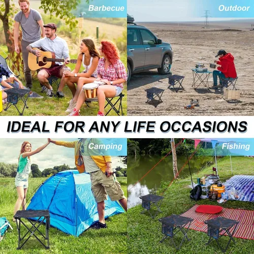 Vista 7 de VOLIXOD Taburete plegable portátil de camping para adultos, taburete plegable ligero para reposapiés al aire libre, pesca, senderismo, jardinería