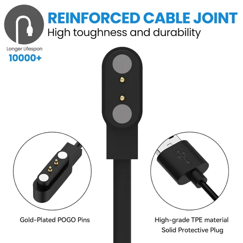 Vista 3 de Cargador de repuesto compatible con Faweio IDW13/IDW16/IDW19/IDW26 Cable de carga magnético USB de 1.9 pies (negro y blanco)