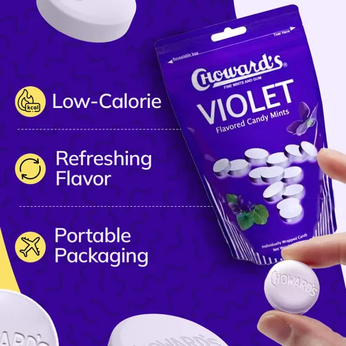 Vista 5 de Choward's Bolsa de dulces Violet Mints Sabor aromático audaz Perfecto para viajes, compartir y regalar Caramelos nostálgicos vintage Bolsa