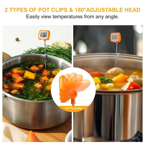 Vista 5 de Termómetro digital de caramelo con clip para olla, termómetro de lectura instantánea impermeable para cocinar, hornear, freír, termómetro para freír