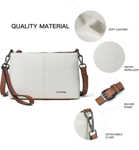 Vista 4 de Bolso cruzado para mujer, mediano y grande, de cuero vegano, bolso de mano para el hombro, bolso de mano de moda para viajes