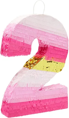 Vista 11 de BLUE PANDA Pinata Número Cero - Oro y Rosa para Niña de 10 Años - Rellenable con Dulces y Confeti para Fiesta de 10 Cumpleaños - Construcción