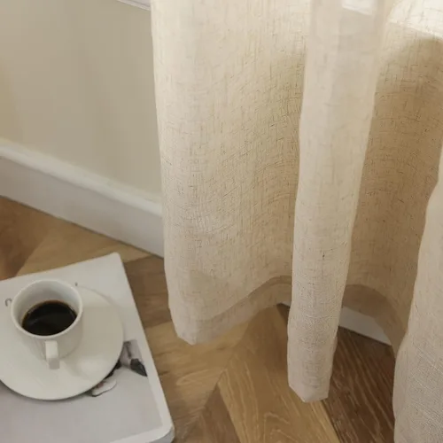 Vista 5 de Demetex Cortinas francesas para puerta delantera, juego de 2 paneles de cortina semitraslúcidos de lino para puerta delantera, pequeños
