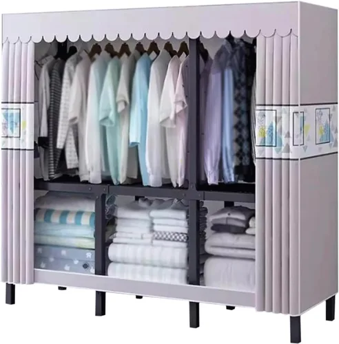 Vista 9 de Armarios grandes Armario portátil Armario con áreas para colgar Armario de metal de acero Armario de ropa Armario para colgar Dormitorio Armario