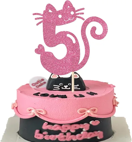 Vista 13 de Paquete de 24 adornos para cupcakes de gato y miau, con purpurina negra, para gatitos, gatos, cupcakes, alimentos, amantes de los gatos, temática
