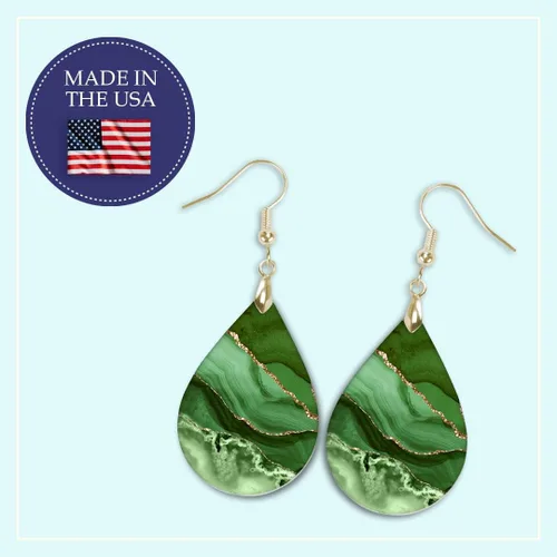 Vista 24 de Dangle Earrings for Women Colorful Dangling Drop Statement Jewelry Printed MDF Wood Teardrop Double Side Print Handmade by The Painted Pug