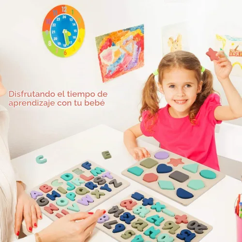 Vista 2 de Rompecabezas de madera para niños pequeños, rompecabezas con forma de números del alfabeto de LENNYSTONE para niños pequeños preescolar, juguetes
