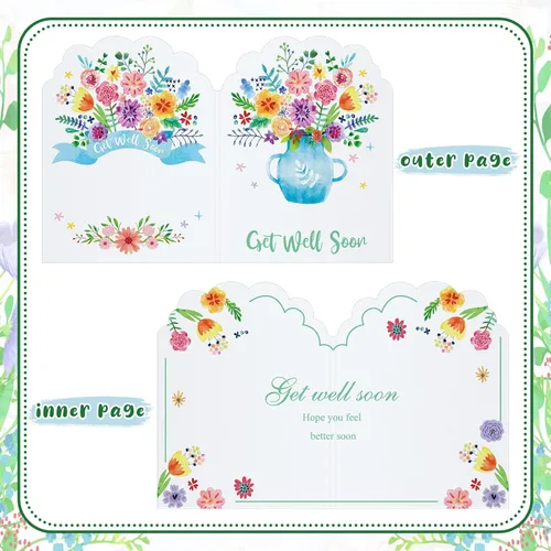 Vista 3 de Fulmoon Tarjetas de plástico con sobres, tarjetas de condolencias de temática floral jumbo con sobre blanco en blanco, extra grandes, 24.8 x 16