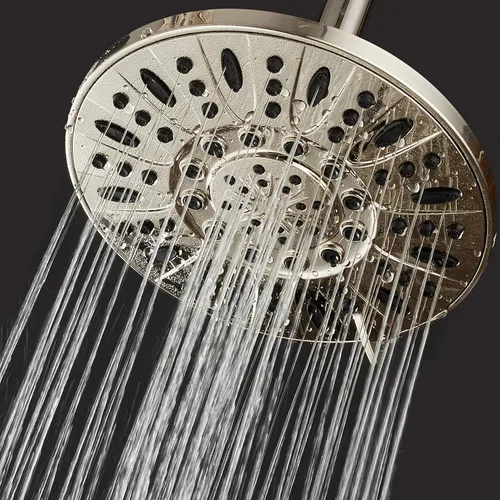 Vista 2 de AquaDance Cabezal de ducha de lluvia de níquel cepillado de alta presión de 6 configuraciones de 7" pulgadas – Ángulo ajustable, chorros de cabezal