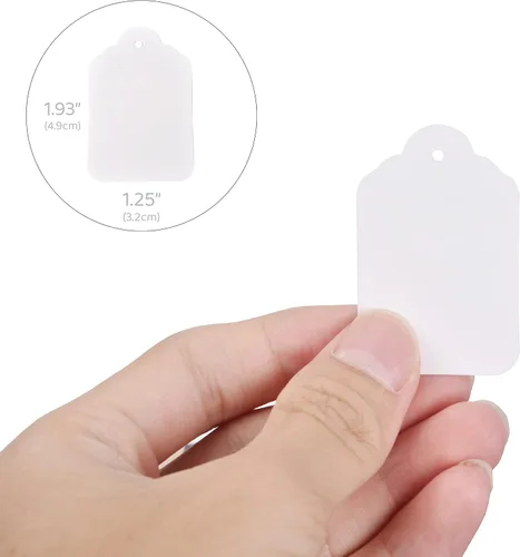 Vista 3 de GILLRAJ - Etiquetas de precio blancas sin atar, tamaño 1.93 x 1.25 pulgadas (1.929 in x 1.260 in), paquete de 1000 etiquetas colgantes de papel