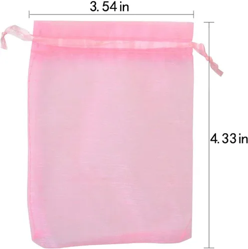 Vista 5 de Tojwi 50 bolsas de organza de 3.54 x 4.33 pulgadas (3.5 x 4.3 in) de satén con cordón de organza, bolsa de regalo para boda, fiesta, bolsa