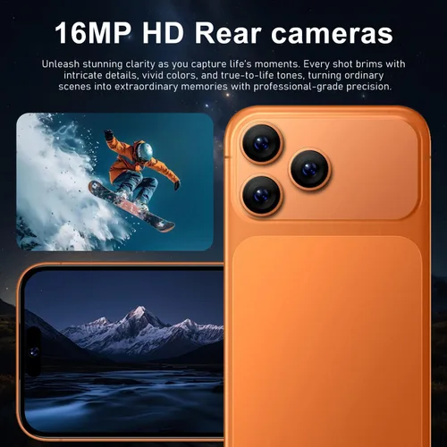Vista 6 de Nueva pantalla HD de 6.67 "Teléfonos Android desbloqueados Teléfono celular de red 3G 2GB+16GB Android 10 Smartphone Cámara trasera 16MP Batería