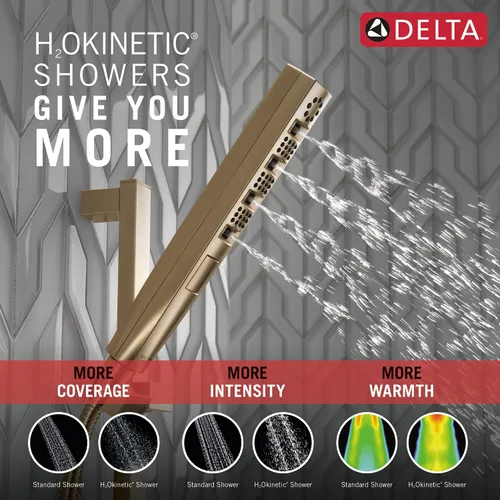 Vista 4 de Delta Faucet Tetra H2Okinetic - Regadera de mano con manguera, cabezal de ducha de mano dorado, ducha de mano con barra deslizante, ducha de mano