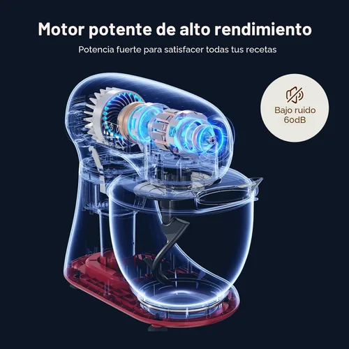 Vista 6 de Electactic - Mezclador de pie con 12 velocidades, mezclador eléctrico de 5.3 cuartos con cabezal inclinable, mezclador de cocina para uso diario