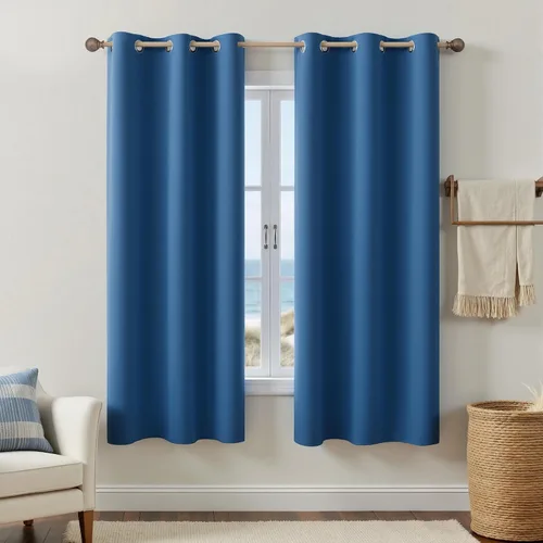 Vista 195 de KOUFALL Cortinas de Baño Aqua para Ventana, Juego de 2 Paneles Decoración Costera Cortinas Cortas Opacas para Ventana Pequeña de Cocina Puerta