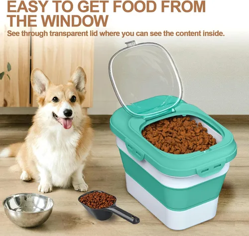 Vista 4 de TIOVERY Contenedor de Almacenamiento de Comida para Perros, Contenedores Plegables de Comida para Perros y Gatos de 10lb a 13lb con Tapa Abatible