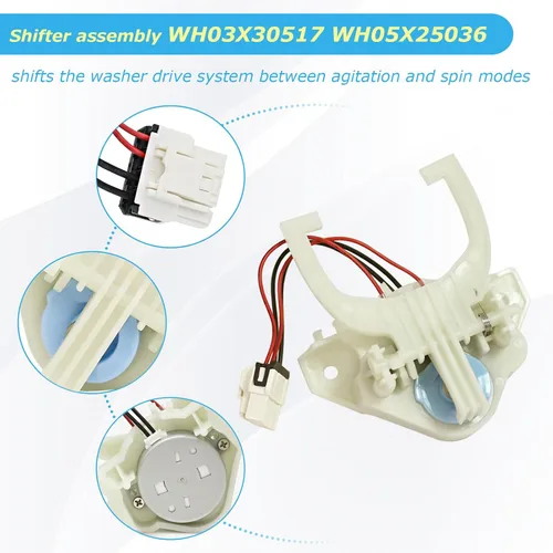 Vista 4 de Para el cambio de modo de lavadora GE WH03X30517 WH05X25036 reemplaza AP7014559, WH05X25036, WH05X24435 Actuador de cambio de arandela