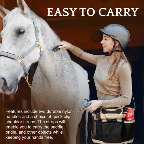 Vista 6 de Huntley Equestrian Bolsa de aseo de lujo perfectamente diseñada de fácil acceso con múltiples bolsillos con cierre superior de doble asa
