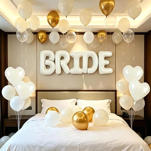 Vista 12 de TONIFUL 40 Inch Giant Bride Balloon Bachelorette Party Decorations with Blue White Balloons White BRIDE Letter Mylar Foil Balloons Banner for Bride