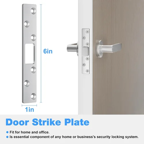 Vista 4 de Deadbolt Armor - Placa de golpeo extendida de 6 pulgadas para puerta residencial resistente, paquete de 3 (plateado)