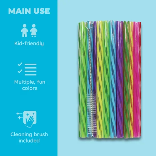 Vista 3 de Jacent Pajitas reutilizables de plástico para niños más cepillo de limpieza, 6 pulgadas: 24 pajitas