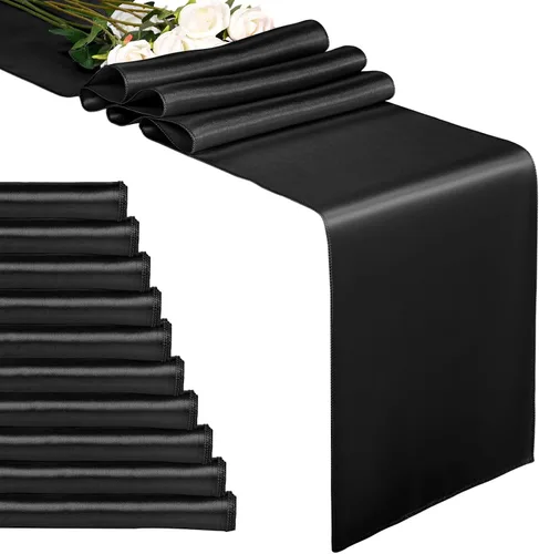 Vista 10 de Paquete de 20 caminos de mesa dorados de satén de 12 x 108 pulgadas de largo para bodas, decoraciones para fiestas de cumpleaños, banquetes