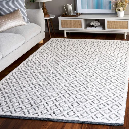 Vista 23 de SAFAVIEH Vermont Collection - Alfombra decorativa de 2 pies 3 pulgadas x 4 pies, marfil y negro, lana hecha a mano, ideal para zonas de alto tráfico