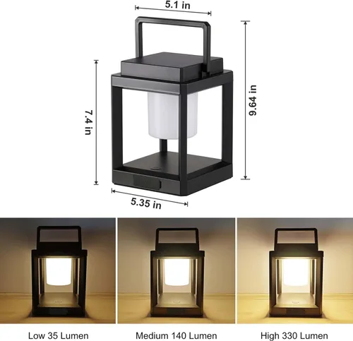 Vista 2 de Linterna Solar de Mesa para Exteriores: Luces LED Colgantes Portátiles - Luces Decorativas Impermeables para Patio y Camping