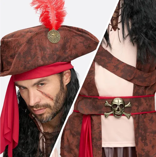 Vista 5 de Spooktacular Creations Disfraz de pirata caribeño para hombre, disfraz de capitán de mar para Halloween