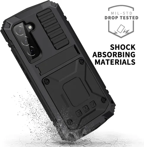Vista 2 de Simicoo Samsung S22 - Funda de metal con protector de pantalla y protector de cámara, resistente a los golpes, con soporte, cubierta completa
